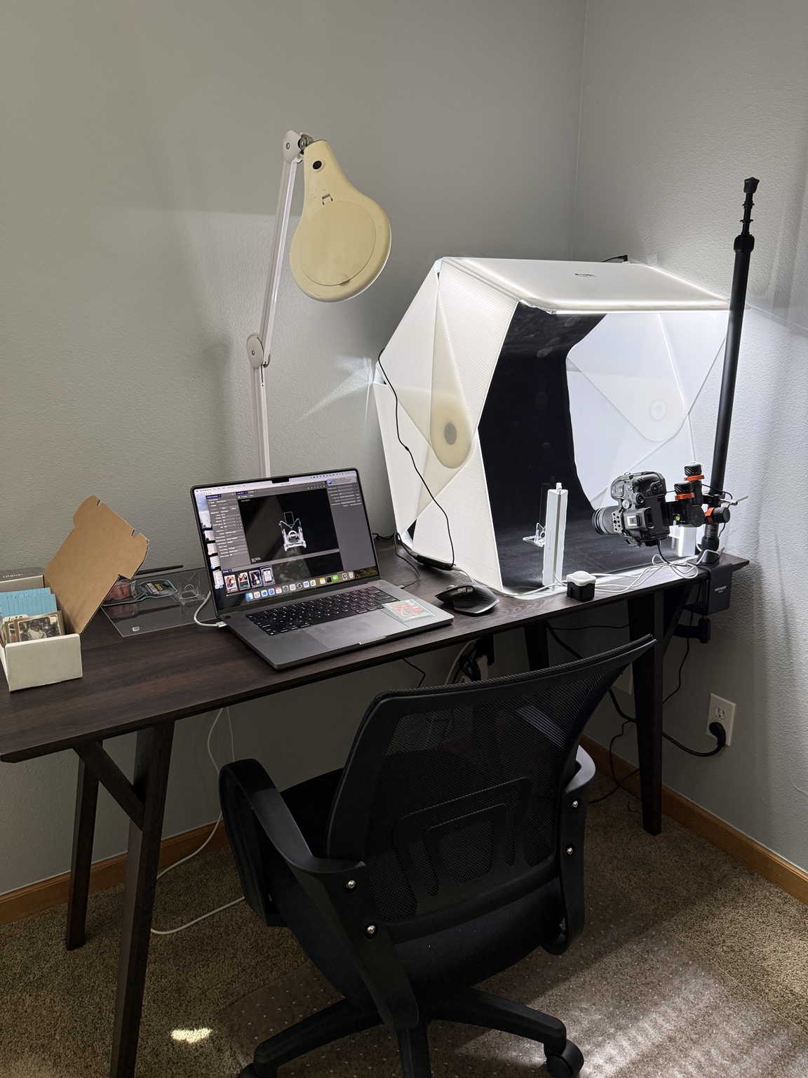 Black Collar Collectibles photography and card processing station